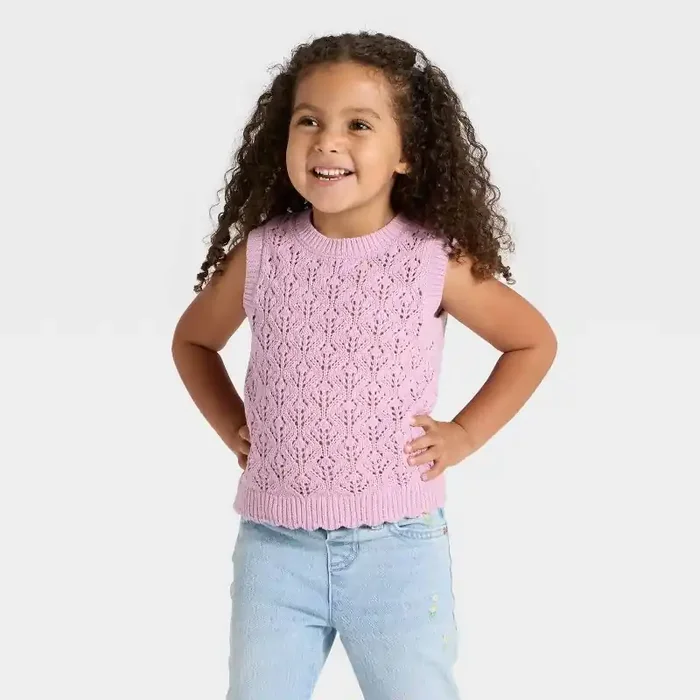 Toddler Girls‘ Sweater Vest – Cat & Jack™ Lavender Mauve 12M