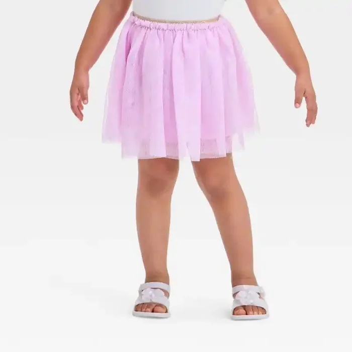 Toddler Girls‘ Tulle Skirt – Cat & Jack™ Light Purple 5T Recycled Polyester, Elastic Waist, Above Knee Length