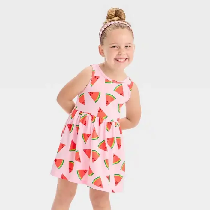 Toddler Girls‘ Watermelon Tank Dress – Cat & Jack™ Light Pink 5T