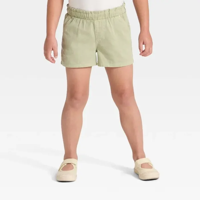 Toddler Girls‘ Woven Shorts – Cat & Jack™ Light Olive 18M