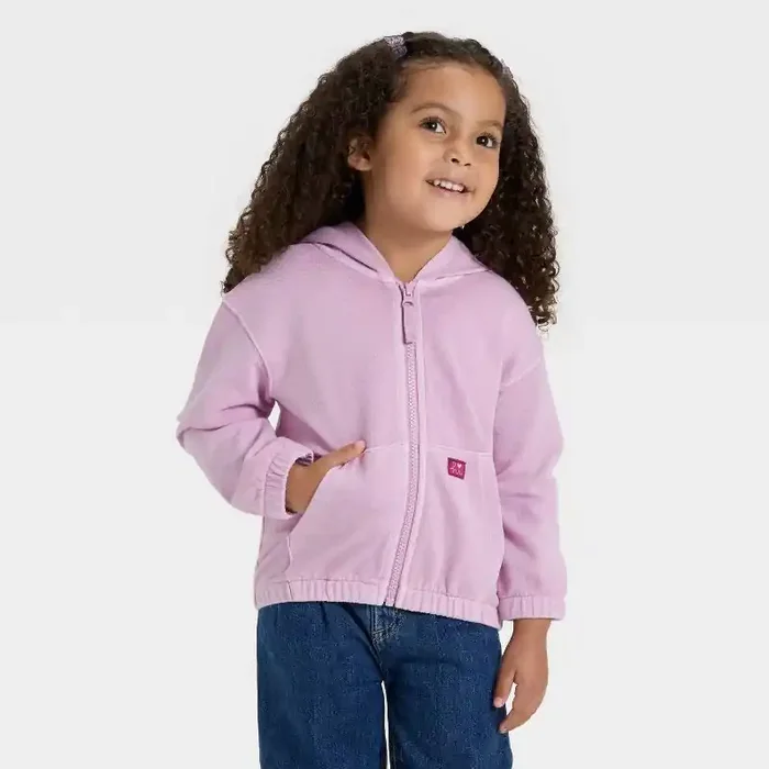 Toddler Girls‘ Zip-Up French Terry Hoodie – Cat & Jack™ Lavender Mauve 2T