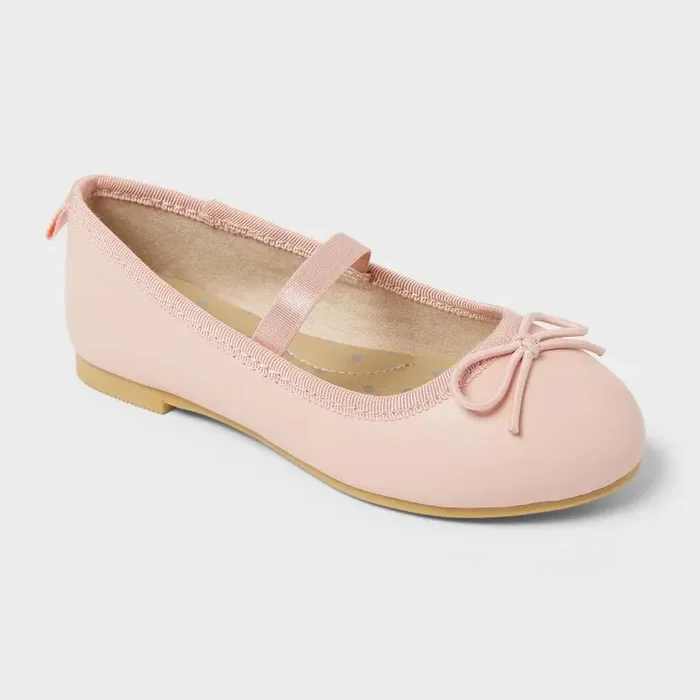 Toddler Heather Stud Ballet Flats – Cat & Jack™ Blush 9T Memory Foam, Slip On, Flexible Outsole