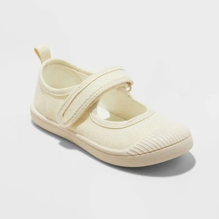 Toddler Marina Mary Jane Sneakers – Cat & Jack™ Gold 8T Hook and Loop Closure, Non-Marking Sole, Canvas Upper, Closed Round Toe