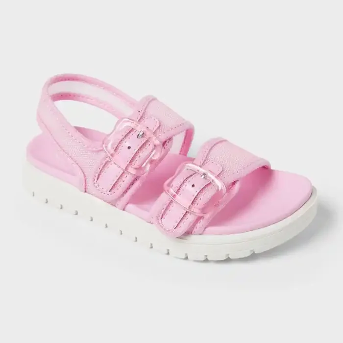 Toddler Mesh Footbed Sandals – Cat & Jack™ Pink 6T Adjustable Strap, Open Toe, Contoured Footbed