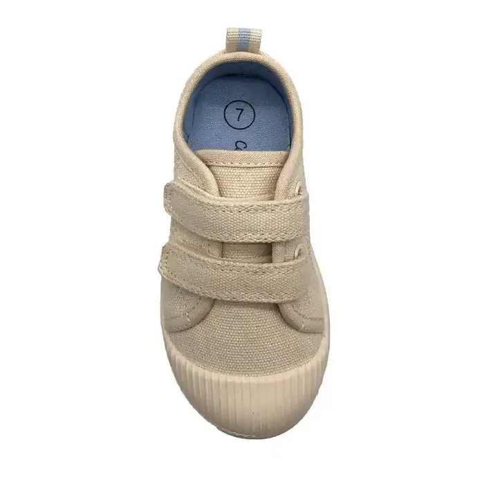 Toddler Parker Sneakers – Cat & Jack™ Beige 8T Canvas, Hook and Loop, Machine Washable