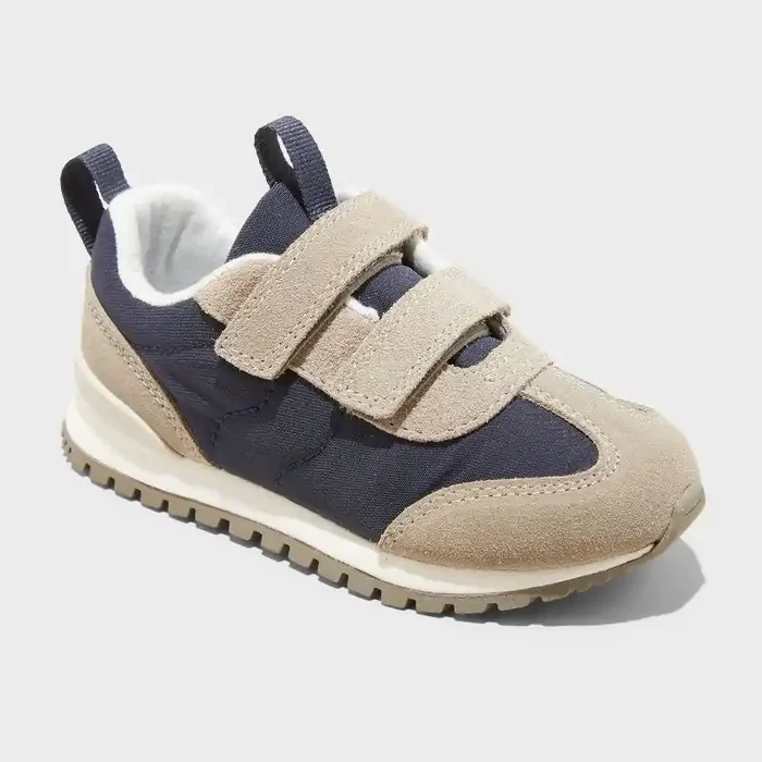 Toddler Rylie Retro Sneakers – Cat & Jack™ Navy Blue 10T Hook and Loop Closure, Double Straps, Non-Marking Rubber Outsole