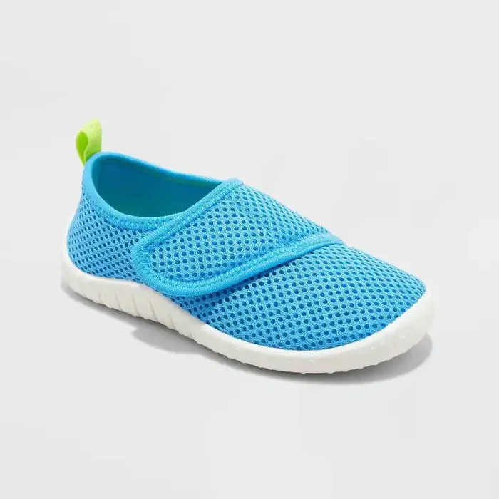 Toddler Teddy Slip-On Water Shoes – Cat & Jack™ Blue M Hook and Loop, Breathable Upper, Textured Outsole