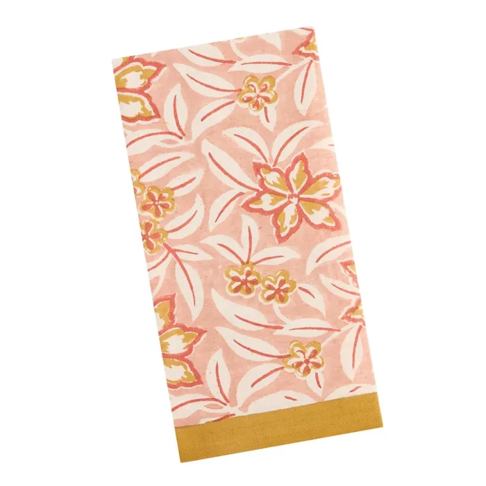 Tropical Floral Block Print Kitchen Towel