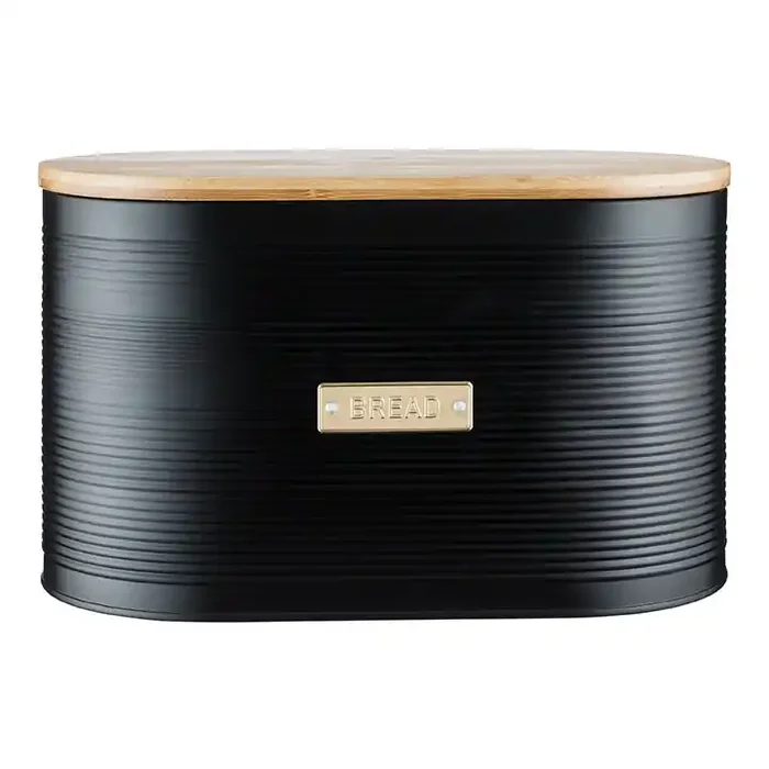 Typhoon Otto Oval Steel Bread Bin with Bamboo Lid