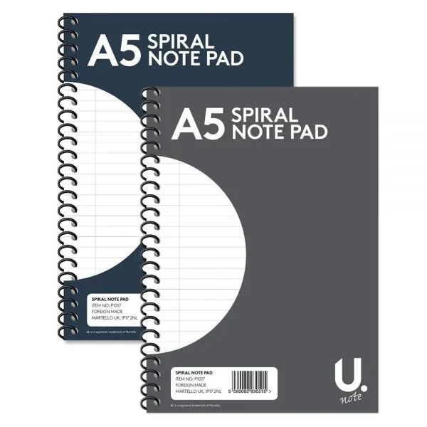 U. A5 Spiral Notepad – Case of 12