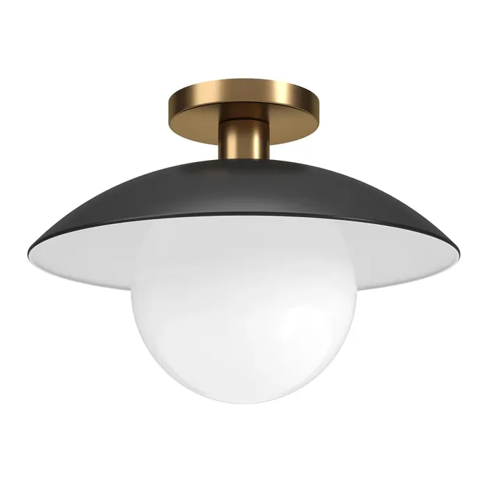 Valeria Milk Glass and Metal Semi Flush Mount Ceiling Light