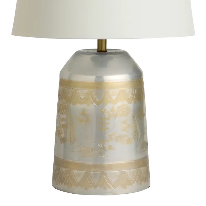 Vianna Silver Mercury Glass Etched Floral Table Lamp Base