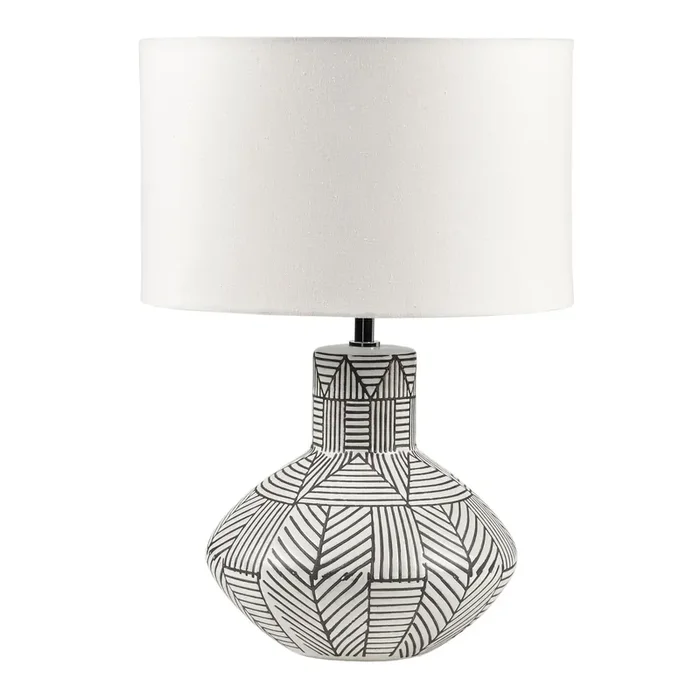 Vino Black and White Geo Stripe Ceramic Table Lamp