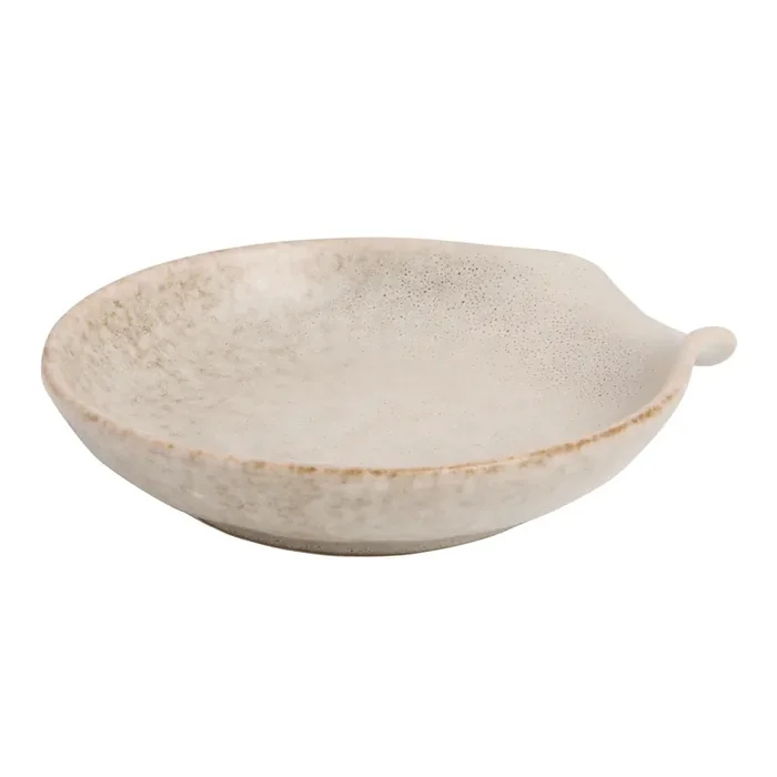 Vita Ivory and Brown Reactive Glaze Spoon Rest