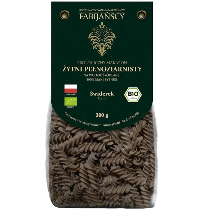 Vollkorn-Roggennudeln (Roggen) Gimlet Fusilli BIO 300 g – FABIJAŃSCY