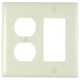 Wall Plate, 2-Gang, Decorator & Duplex, Light Almond Nylon