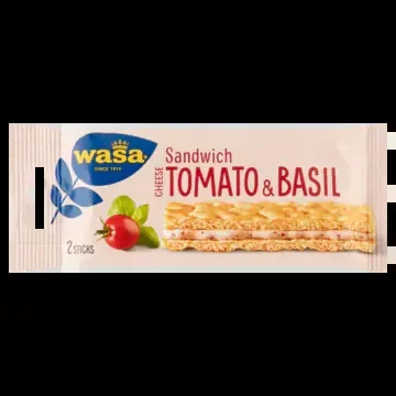 Wasa Cheese, tomato and basil sandwich