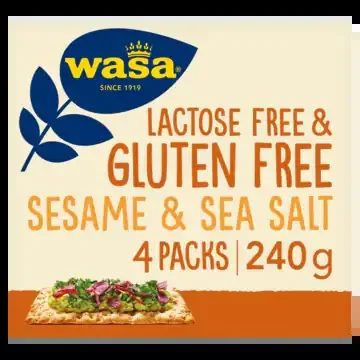 Wasa Gluten free and lactose free crisp bread sesame and sea salt