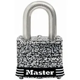 Weatherproof Laminated Keyed Padlock, Stainless Steel, 1.5-In.