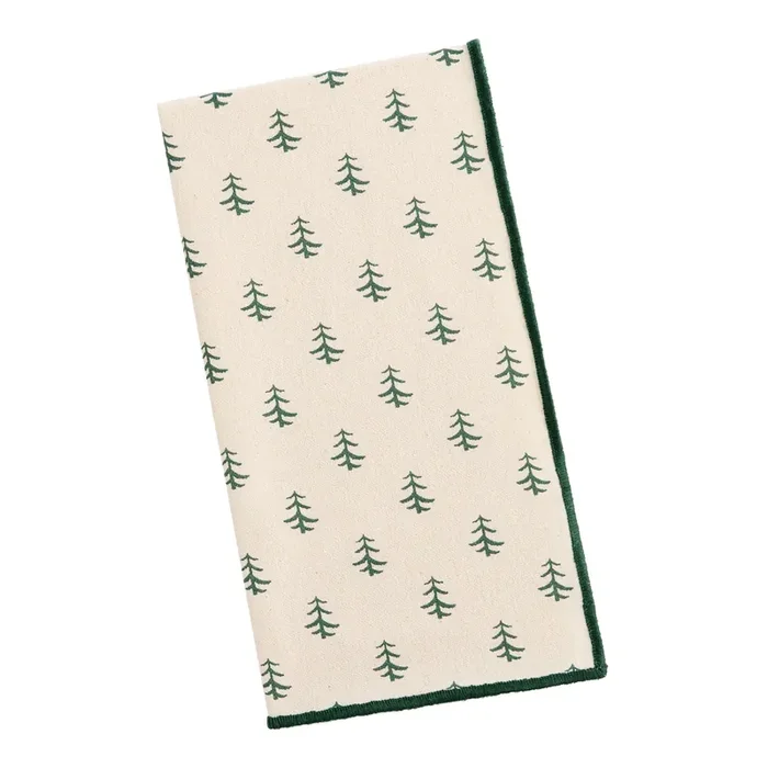 White and Green Nordic Tree Napkin