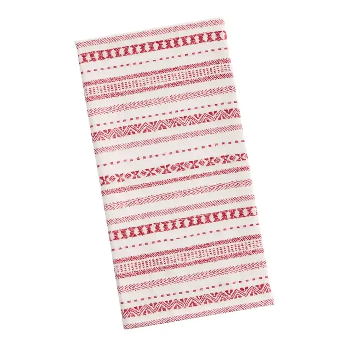 White and Red Fair Isle Jacquard Kitchen Towel