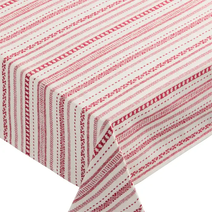 White and Red Fair Isle Jacquard Tablecloth