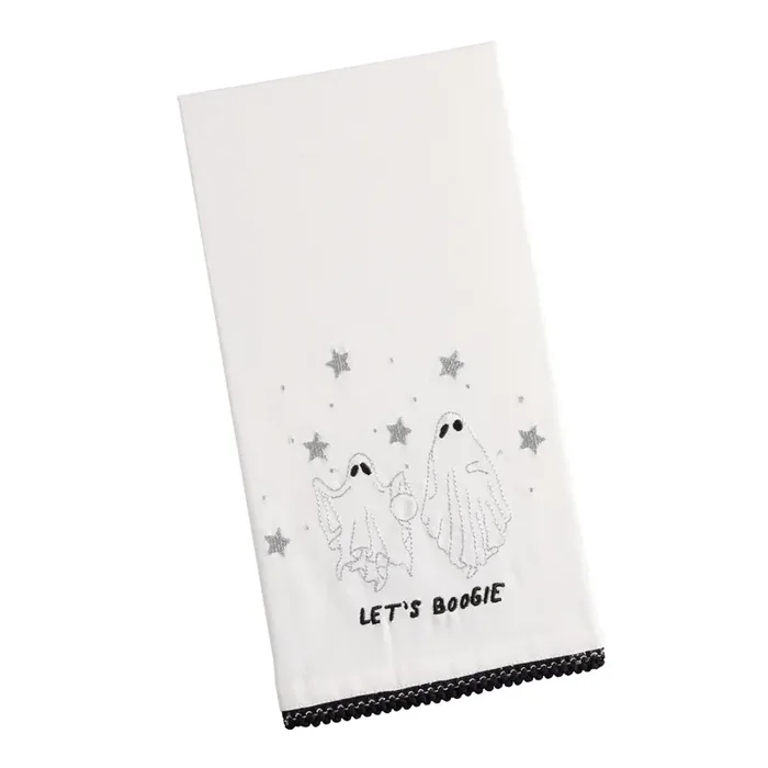 White and Silver Let‘s Boogie Ghost Kitchen Towel