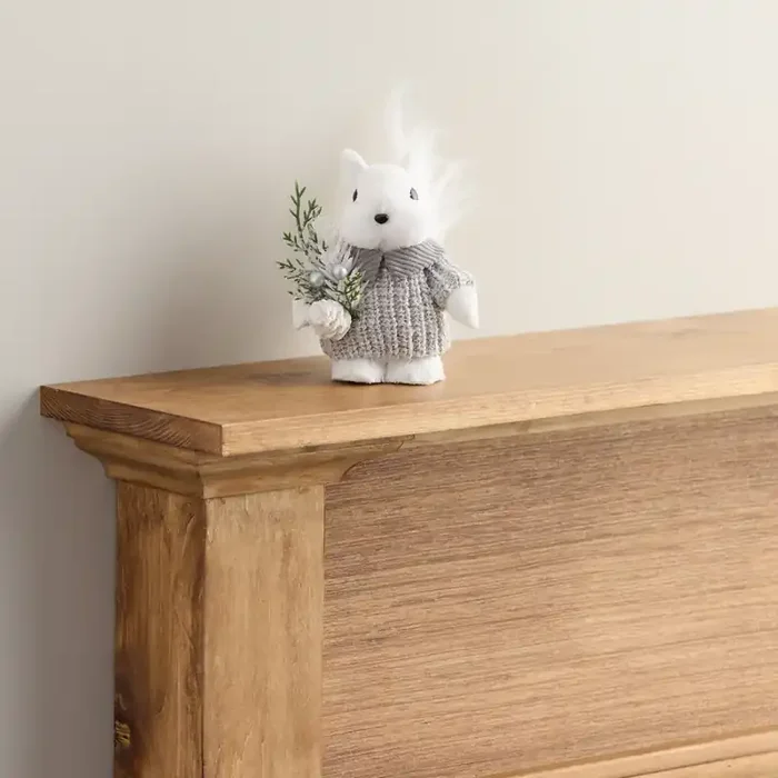 White Fabric Squirrel with Greenery Decor