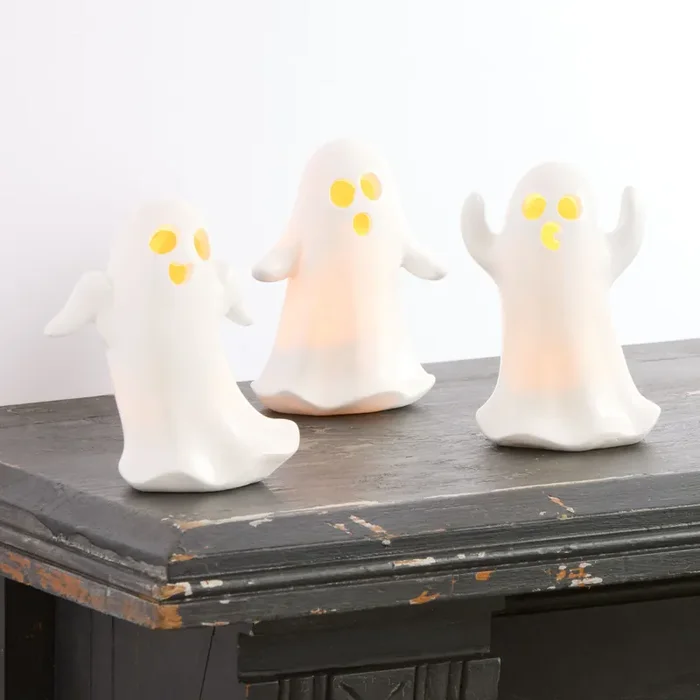 White Ghost LED Light Up Decor Set of 3