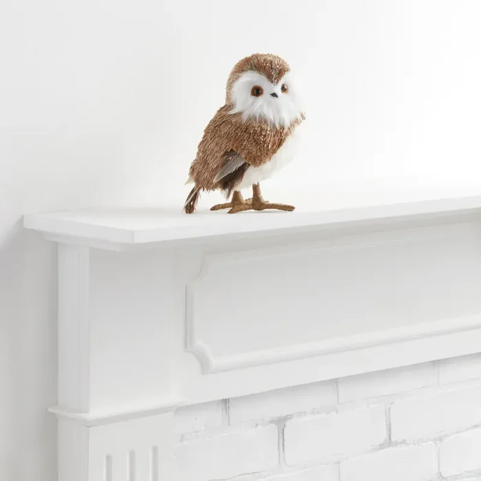 White Natural Fiber Gilded Grove Owl Decor