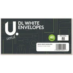 White Self Seal Envelopes DL 40 Pack – Case of 12