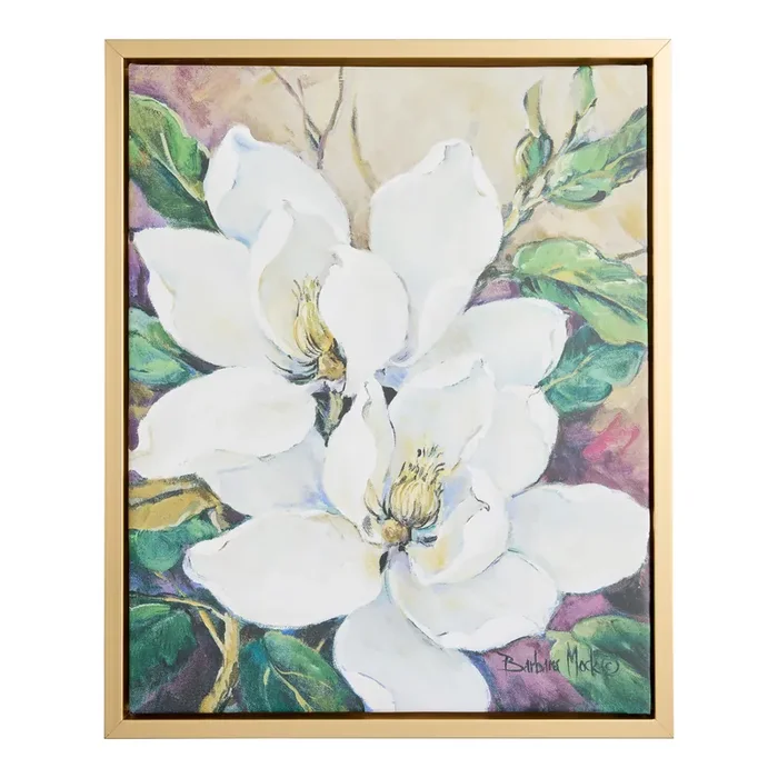 White Summer Blooms Framed Canvas Wall Art