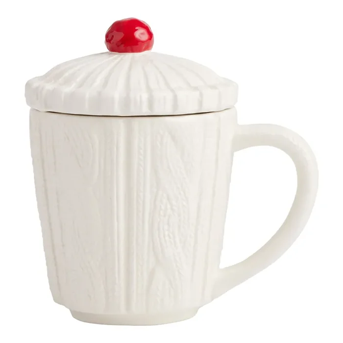 White Sweater Lidded Ceramic Mug