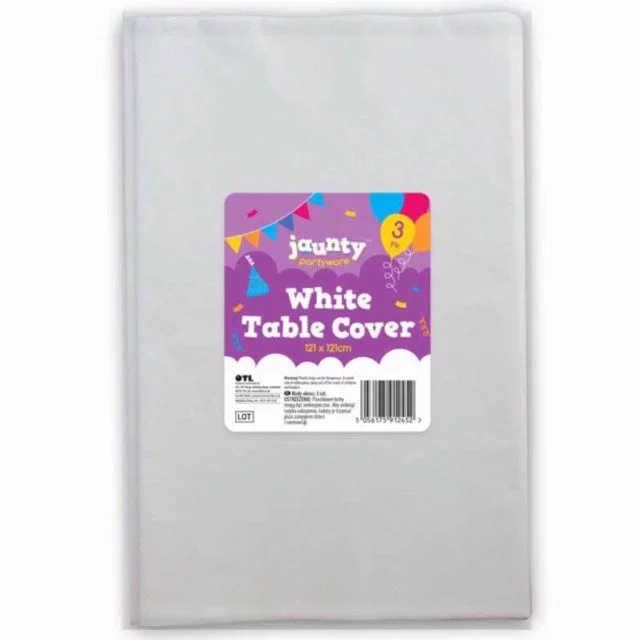 White Table Cover 3pk 121 x 121cm