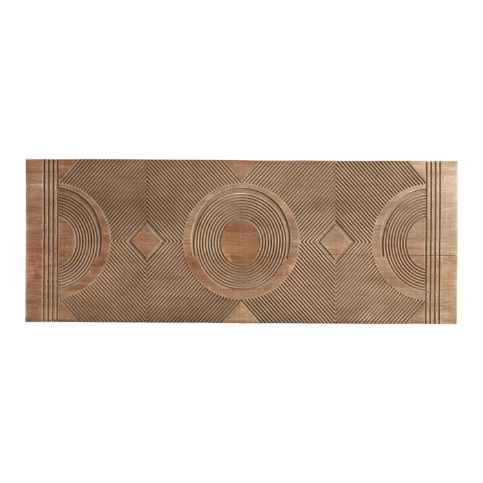 Whitewash Carved Wood Medallion Panel Outdoor Wall Decor