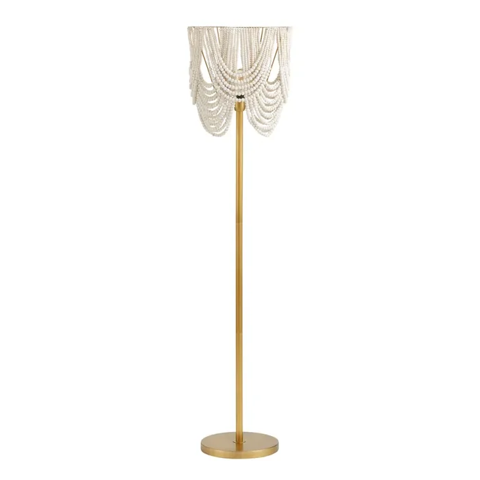 Whitewashed Wood Draped Bead Floor Lamp