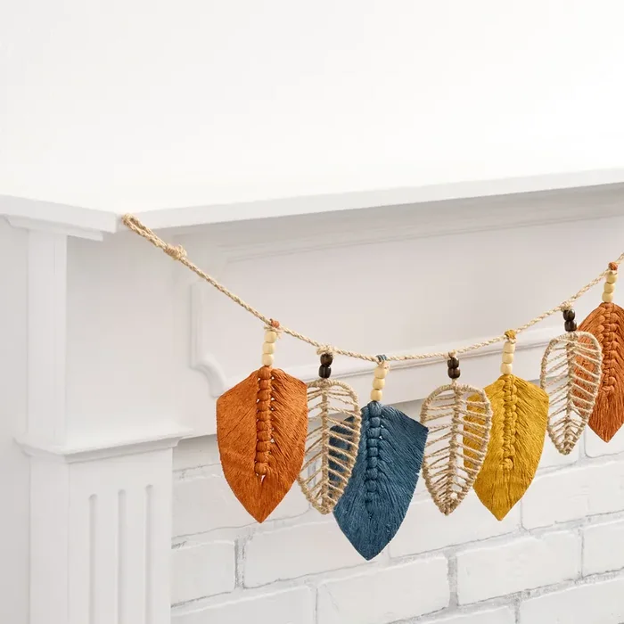 Wood and Fabric Fall Leaf Garland