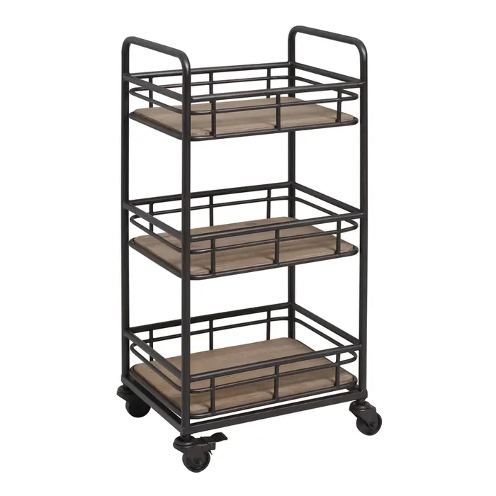 Wood and Iron Industrial Morgan Rolling Cart