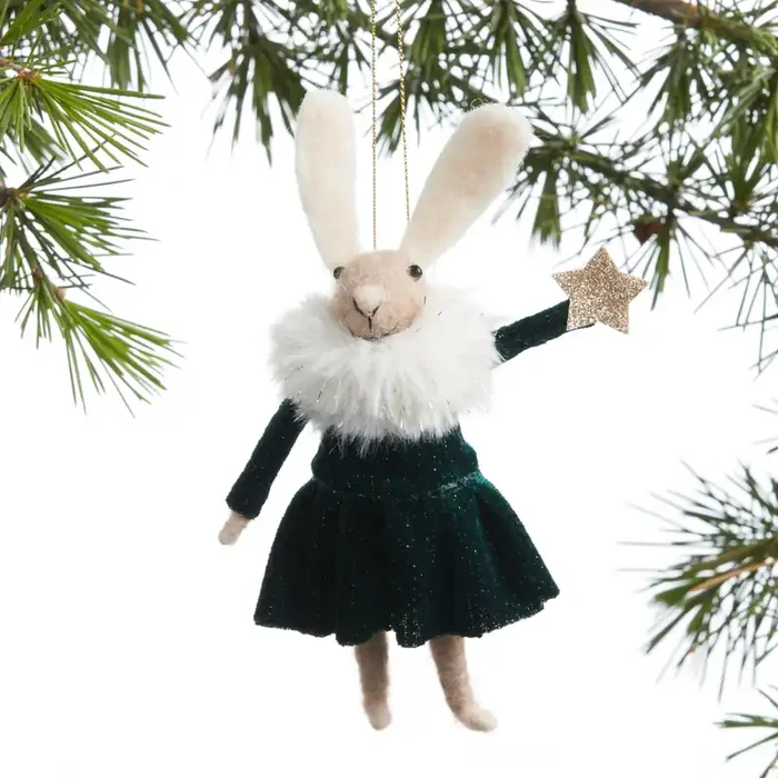 Wool And Velvet Rabbit Ornament