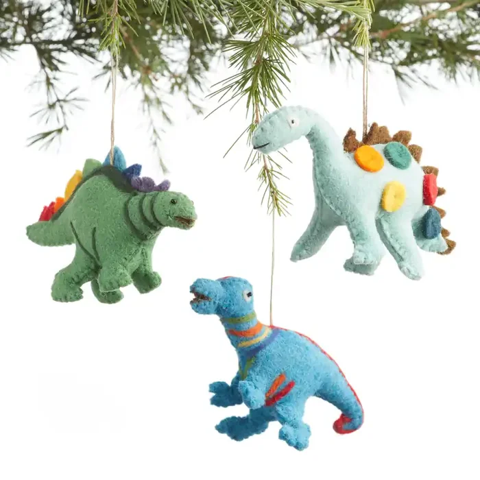 Wool Dinosaur Ornaments Set of 3