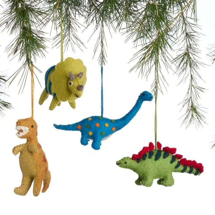 Wool Dinosaur Ornaments Set of 4