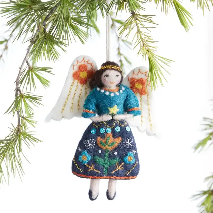 Wool Folk Art Angel Ornament