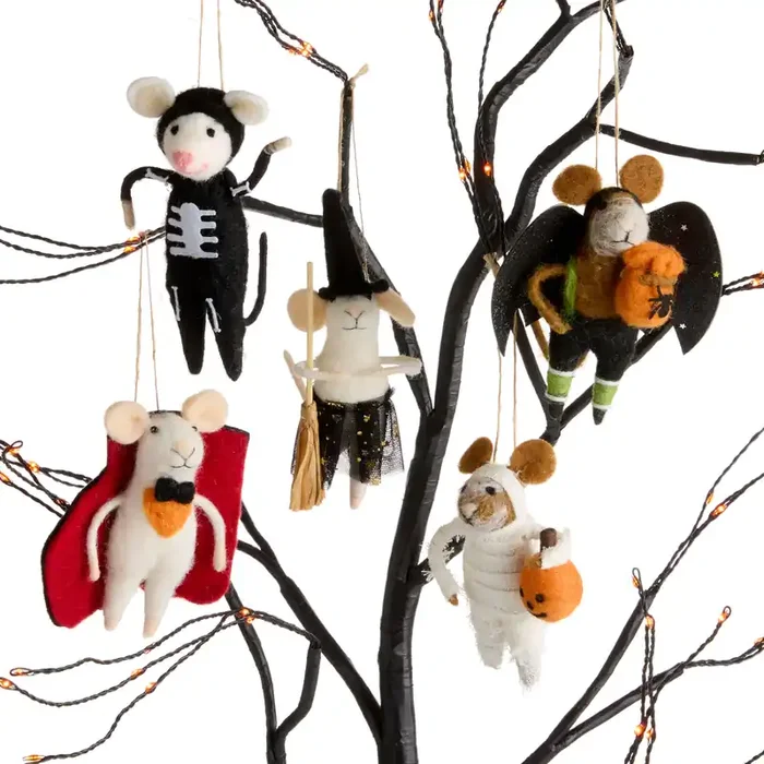 Wool Halloween Mouse Figure Decor Set of 5