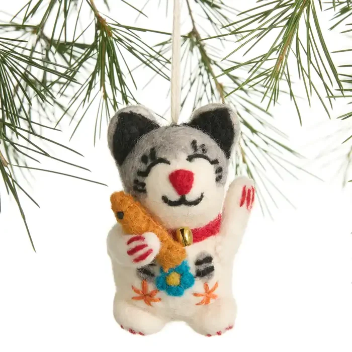 Wool Lucky Cat Ornament