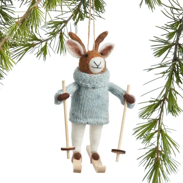 Wool Skiing Deer Ornament