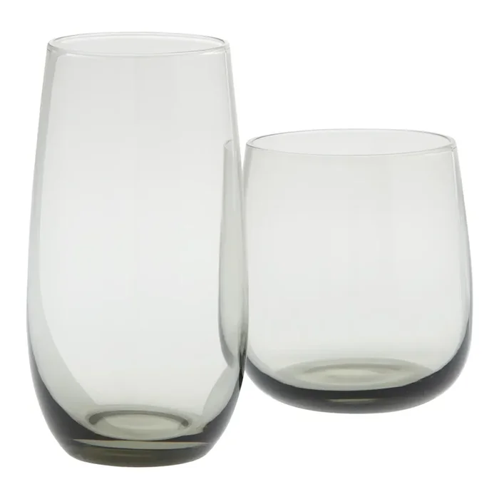 Wynn Smoke Gray Bar Glass Set of 2