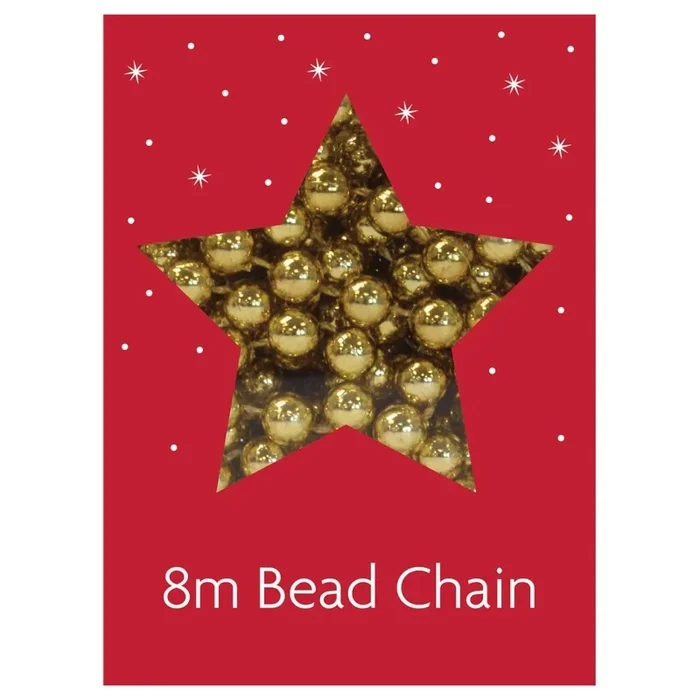 Xmas Bead Chain Gold 8m