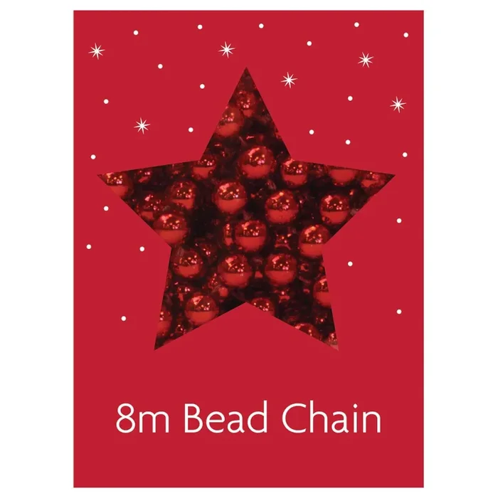 Xmas Bead Chain Red 8m