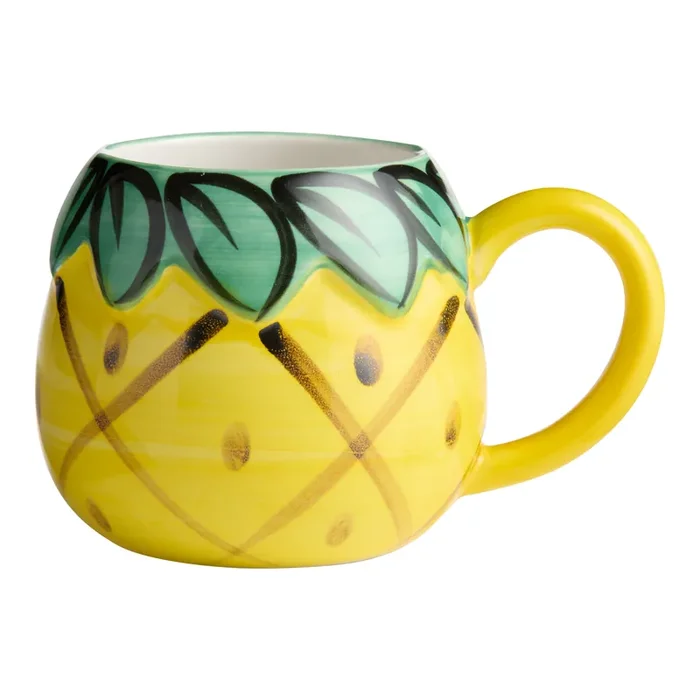Yellow and Green Pineapple Hand Painted Ceramic Mug