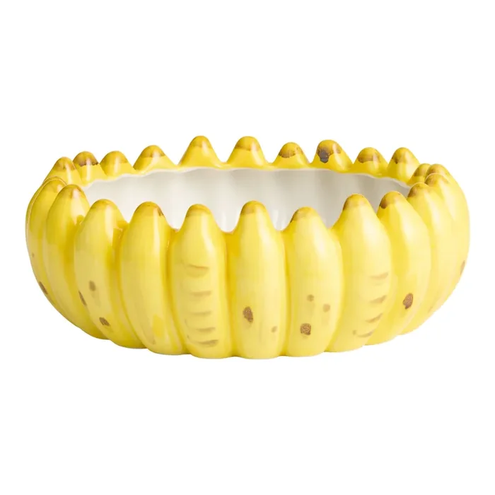 Yellow Ceramic Banana Figural Serving Bowl